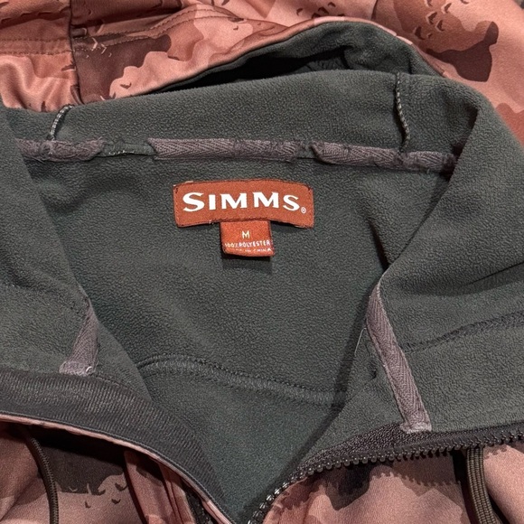Simms Brown Ombre Camouflage Fleece Full Zip Hooded Fishing Outdoors Jacket M - Picture 9 of 11